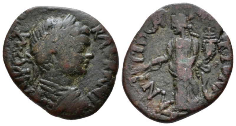 Caria, Antioch Elagabalus, 218-222 Bronze circa 218-222, Æ 22mm., 5.66g. Laueate...