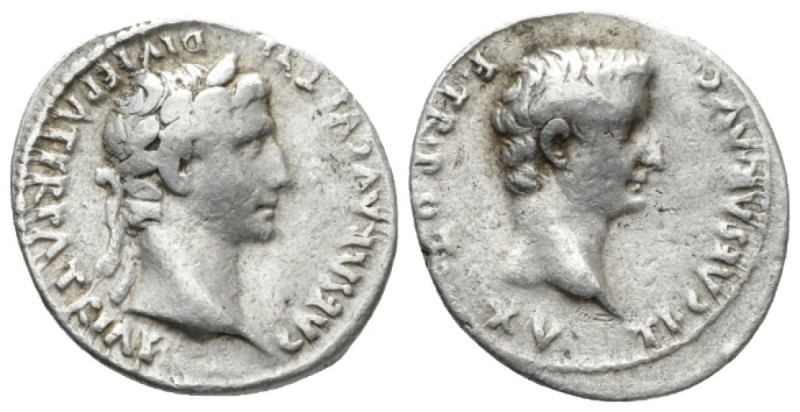 Octavian as Augustus, 27 BC – 14 AD Denarius Lugdunum circa 13-14 AD, AR 19mm., ...