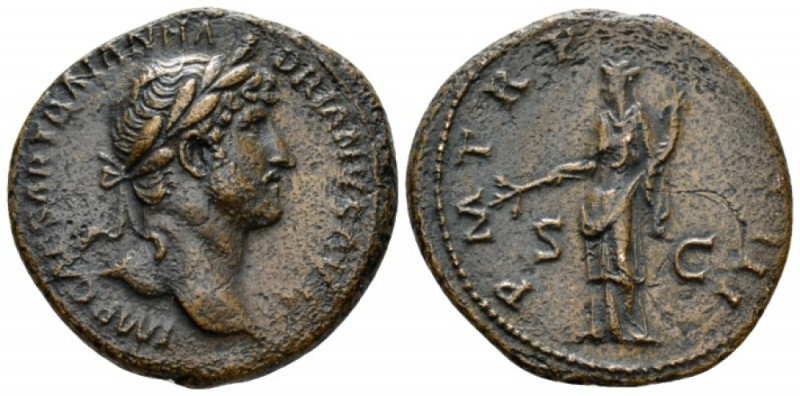 Hadrian, 117-138 As circa 121-122, Æ 27mm., 11.75g. Laureate head r. Rev. Pax st...