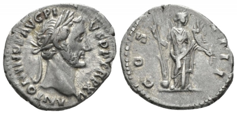 Antoninus Pius, 138-161 Denarius circa 151-152, AR 18.4mm., 3.17g. Laureate head...