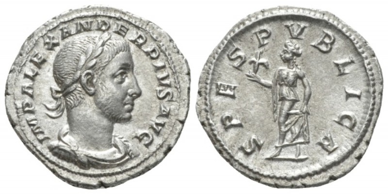 Severus Alexander, 222-235 Denarius circa 232, AR 20mm., 2.82g. Laureate and dra...