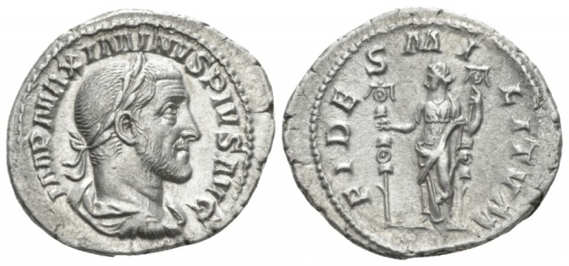 Maximinus I, 235-238 Denarius circa 236-237, AR 20.8mm., 3.46g. Laureate, draped...