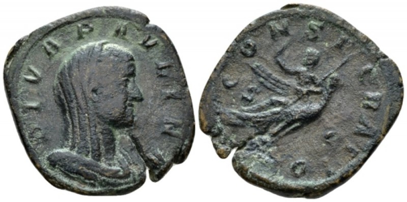 Diva Paulina. Sestertius circa 235-238, Æ 33.5mm., 20.28g. Veiled and draped bus...