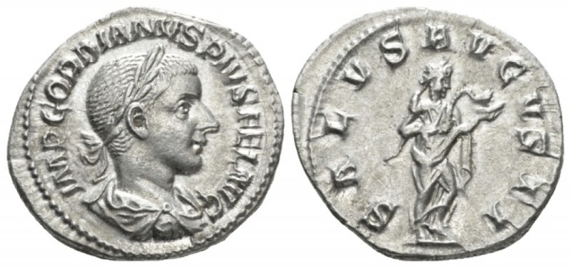 Gordian III, 238-244 Denarius circa 241, AR 20mm., 2.81g. Laureate, draped and c...