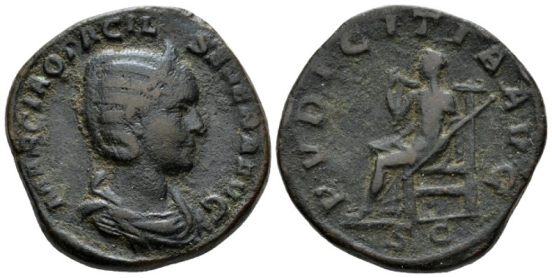 Otacilia Severa, wife of Philip I Sestertius circa 244-249, Æ 28mm., 22.36g. Dia...