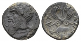 Sicily, Catana Litra circa 460-450, AR 10mm., 0.64g. Head of Silenus l. Rev. Winged thunderbolt. De Luynes 890. Jameson 536.

Rare, toned and Very F...