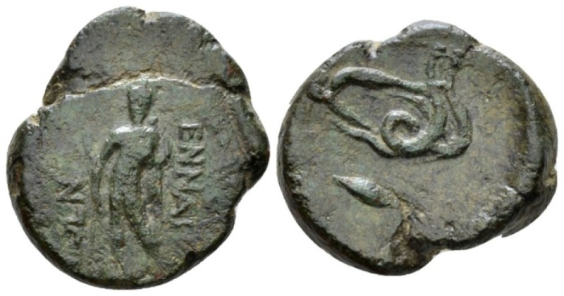 Sicily, Enna Hemilitra circa 200-150, Æ 21mm., 8.50g. Triptolemus standing facin...