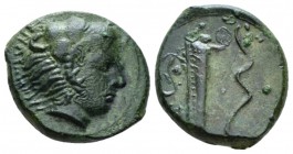 Sicily, Selinus Hemilitron circa 412-409, Æ 14mm., 3.81g. Head of Heracles r., wearing lion skin. Rev. Bow and quiver. Calciati 11. SNG ANS 716.

Sc...