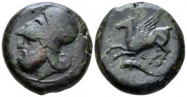 Sicily, Syracuse Dilitron circa 344-317, Æ 26mm., 21.78g. Head of Zeus l., wearing Corinthian helmet. Rev. Pegasus flying l.; dolphin and S below. SNG...