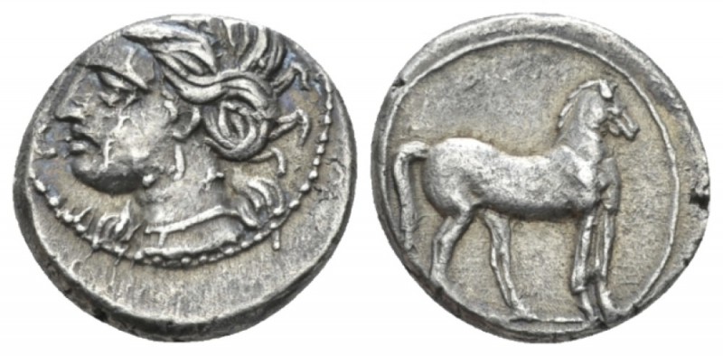 The Carthaginians in Sicily and North Africa, Locri Quarter of shekel circa 215-...