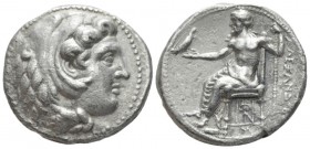 Kingdom of Macedon, Alexander III, 336 – 323 Babylon Tetradrachm circa 324-323, AR 25mm., 16.69g. Head of Heracles r., wearing lion-skin headdress. Re...