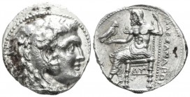 Kingdom of Macedon, Alexander III, 336 – 323 Babylon Tetradrachm circa 323-317, AR 25mm., 14.24g. Head of Heracles r., wearing lion skin. Rev. Zeus se...