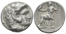 Kingdom of Macedon, Alexander III, 336 – 323 Sardes Tetradrachm circa 318-315, AR 25mm., 16.78g. Head of Heracles r., wearing lion skin. Rev. Zeus sea...