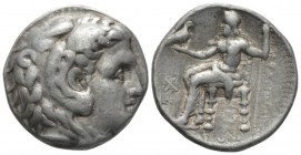 Kingdom of Macedon, Alexander III, 336 – 323 Babylon Tetradrachm circa 315-311, AR 25mm., 16.83g. Head of Heracles r., wearing lion skin. Rev. Zeus se...