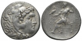 Kingdom of Macedon, Alexander III, 336 – 323 Odessus Tetradrachm circa 280-200, AR 28mm., 16.63g. Head of Heracles r., wearing lion skin. Rev. Zeus se...