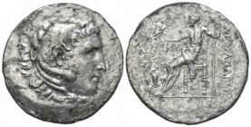 Kingdom of Macedon, Temnos Tetradrachm circa 180-170, AR 33mm., 16.01g. Head of Heracles r., wearing lion skin. Rev. Zeus seated l., holding eagle and...