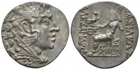 Kingdom of Macedon, Alexander III, 336 – 323 Odessus Tetradrachm circa 120-90, AR 29mm., 16.04g. Head of Heracles r., wearing lion skin. Rev. Zeus sea...