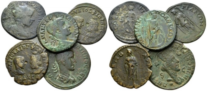 Thrace, Hadrianopolis Philip II, 247-249 Lot of 5 coins III cent., Æ -mm., 58.59...