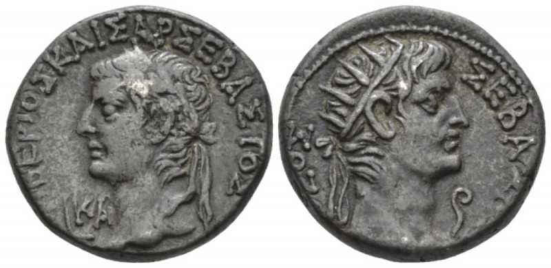 Egypt, Alexandria. German. Tiberius with Divus Augustus, 14-37. Tetradrachm circ...