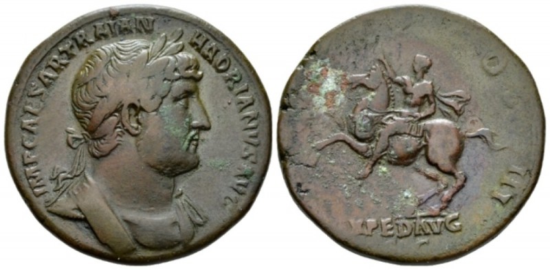 Hadrian, 117-138 Sestertius circa 119-123, Æ 34mm., 24.44g. Laureate and cuirass...