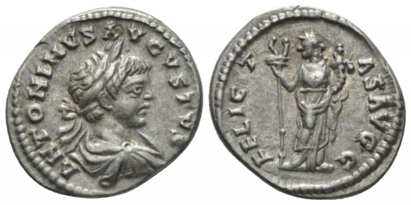 Caracalla, 198-217 Denarius circa 200-201, AR 18mm., 3.17g. Laureate, draped and...