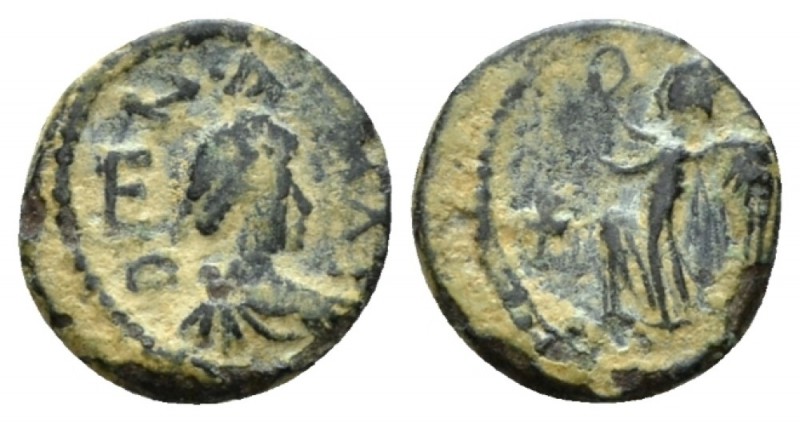 The Vandals. Nummus Carthago V century, Æ 9mm., 0.71g. Diademed and draped bust ...