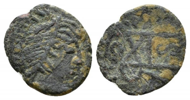 The Vandals. Nummus, Carthago V century, Æ 8mm 0.65g. Diademed and draped bust r...