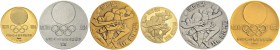 JAPAN
Hirohito, 1926-1989. Medaillensatz 1964. Bestehend aus einer Gold- (23mm, 0.750, 7.22 g), einer Silber- (30 mm, 0.925, 18.56 g) und einer Kupfe...