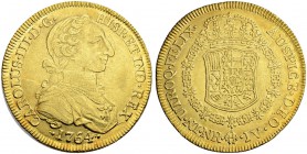 KOLUMBIEN
Carlos III. 1759-1788. 8 Escudos 1764, JV-Nuevo-Reino. 26.93 g. Cayon 12769. Fr. 289. Sehr schön / Very fine. (~€ 1280/~US$ 1580)