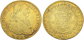KOLUMBIEN
Carlos IV. 1788-1808. 8 Escudos 1803, JJ-Nuevo Reino. 26.90 g. Cayon 14574. Fr. 51. Sehr schön / Very fine. (~€ 770/~US$ 945)