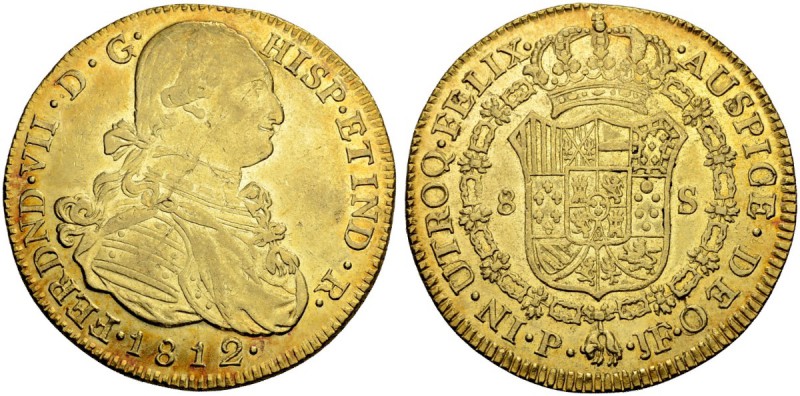 KOLUMBIEN
Fernando VII. 1808-1824. 8 Escudos 1812 (über 1812), JF-Popayan. 26.9...
