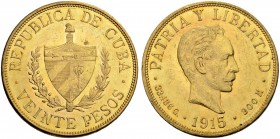 KUBA
Republik. 20 Pesos 1915, Philadelphia. 33.43 g. Fr. 1. Vorzüglich / Extremely fine. (~€ 1110/~US$ 1370)