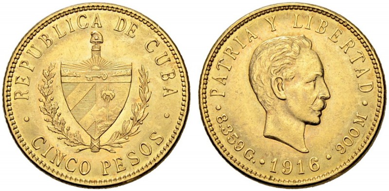 KUBA
Republik. 5 Pesos 1916, Philadelphia. 8.35 g. KM 19. Fr. 4. Gutes vorzügli...