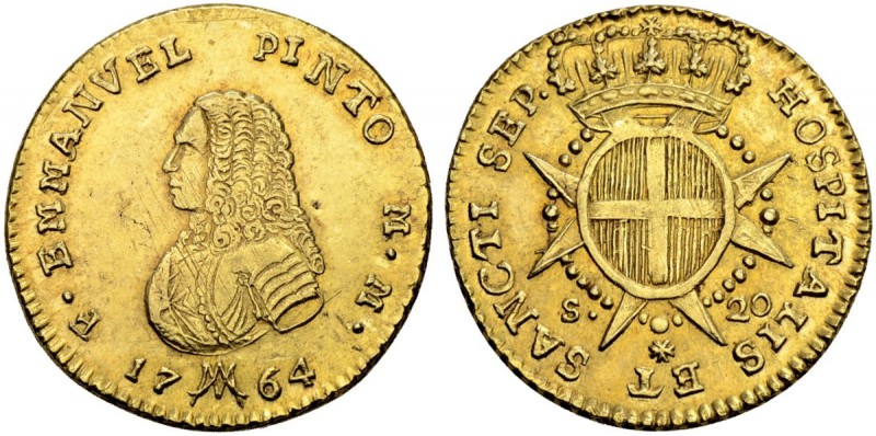 MALTA
Emanuel Pinto, 1741-1773. 20 Scudi 1764, Valetta. 16.46 g. Restelli 27. F...