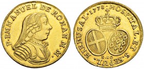 MALTA
Emanuel de Rohan, 1775-1797. 10 Scudi 1778, Valetta. 8.19 g. Restelli 9. Fr. 44. Leicht justiert / Minor adjustment marks. Fast vorzüglich / Ab...