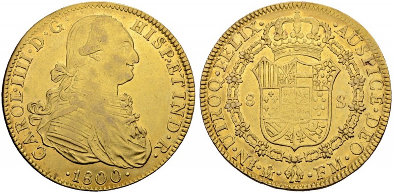 MEXIKO
Carlos IV. 1788-1808. 8 Escudos 1800, FM-Mexico City. 26.98 g. Cayon 145...
