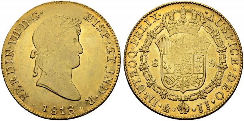 MEXIKO
Fernando VII. 1808-1821. 8 Escudos 1818 (über 1817), JJ-Mexico City. 27....