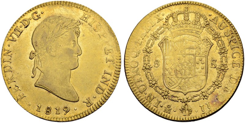 MEXIKO
Fernando VII. 1808-1821. 8 Escudos 1819, JJ-Mexico City. 27.03 g. Cayon ...