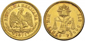 MEXIKO
Zweite Republik, 1867-1905. 5 Pesos 1871, Mo-M Mexico City. 8.45 g. KM 412.6. Fr. 139. Vorzüglich / Extremely fine. (~€ 340/~US$ 420)