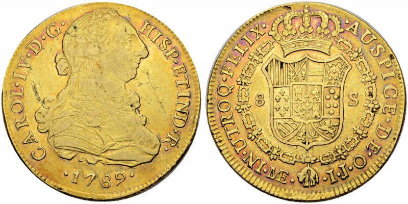 PERU
Carlos IV. 1788-1808. 8 Escudos 1789, IJ-Lima. 26.85 g. Cayon 14443. Fr. 3...