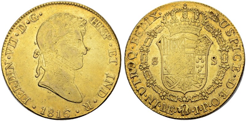 PERU
Fernando VII. 1808-1824. 8 Escudos 1816, JP-Lima. 27.02 g. Cayon 16451. Fr...