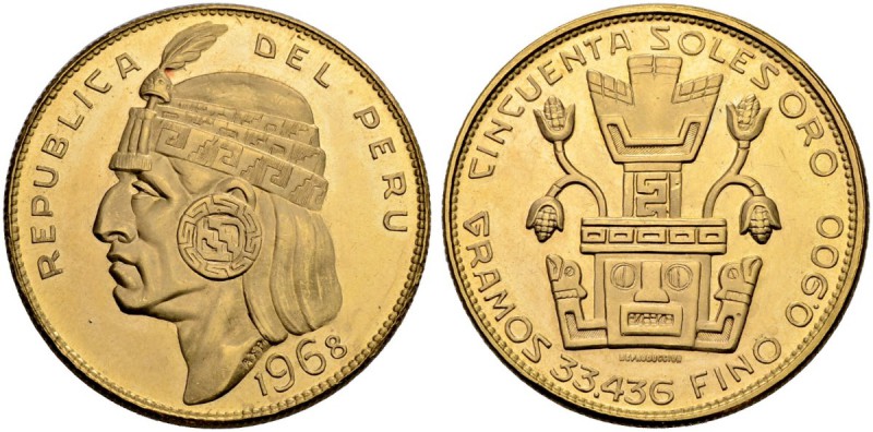 PERU
Republik seit 1879. 50 Soles 1968, Lima. Inka. 33.43 g. KM 219. Fr. 77. Se...