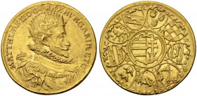 RDR / ÖSTERREICH
Matthias, (1608-)1612-1619. Goldmedaille o. J. (1608). Auf seine Krönung zum König von Ungarn. Stempel von S. Sock, Kremnitz. MATTHI...