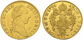 RDR / ÖSTERREICH
Joseph II. 1765-1790. Dukat 1786 A, Wien. 3.48 g. Herinek 38. Fr. 439. Vorzüglich / Extremely fine. (~€ 255/~US$ 315)