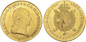 RDR / ÖSTERREICH
Franz II. (I.), 1792-1835. Sovrano 1796 B, Kremnitz. 11.09 g. Herinek 206. Schl. 68. Fr. 469. Kleine Kratzer / Small scratches. Vorz...