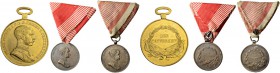 RDR / ÖSTERREICH
Franz Joseph I. 1848-1916. Goldmedaille o. J. Tapferkeitsmedaille, 7. Modell (mit Portrait Franz Josephs nach rechts, gehenkelt - 18...