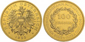 RDR / ÖSTERREICH
I. Republik. 1918-1938. 100 Kronen 1923, Wien. 33.85 g. Schl. 675. Fr. 518. Vorzüglich / Extremely fine. (~€ 2565/~US$ 3160)
