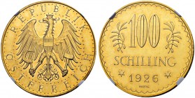 RDR / ÖSTERREICH
I. Republik. 1918-1938. 100 Schilling 1926, Wien. Schl. 679. Fr. 520. NGC PL61. (~€ 770/~US$ 945)