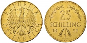 RDR / ÖSTERREICH
I. Republik. 1918-1938. 25 Schilling 1927, Wien. 5.88 g. Schl. 688. Fr. 521. FDC / Uncirculated. (~€ 170/~US$ 210)