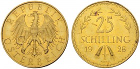 RDR / ÖSTERREICH
I. Republik. 1918-1938. 25 Schilling 1928, Wien. 5.86 g. Schl. 689. Fr. 521. Fast FDC / About uncirculated. (~€ 155/~US$ 190)